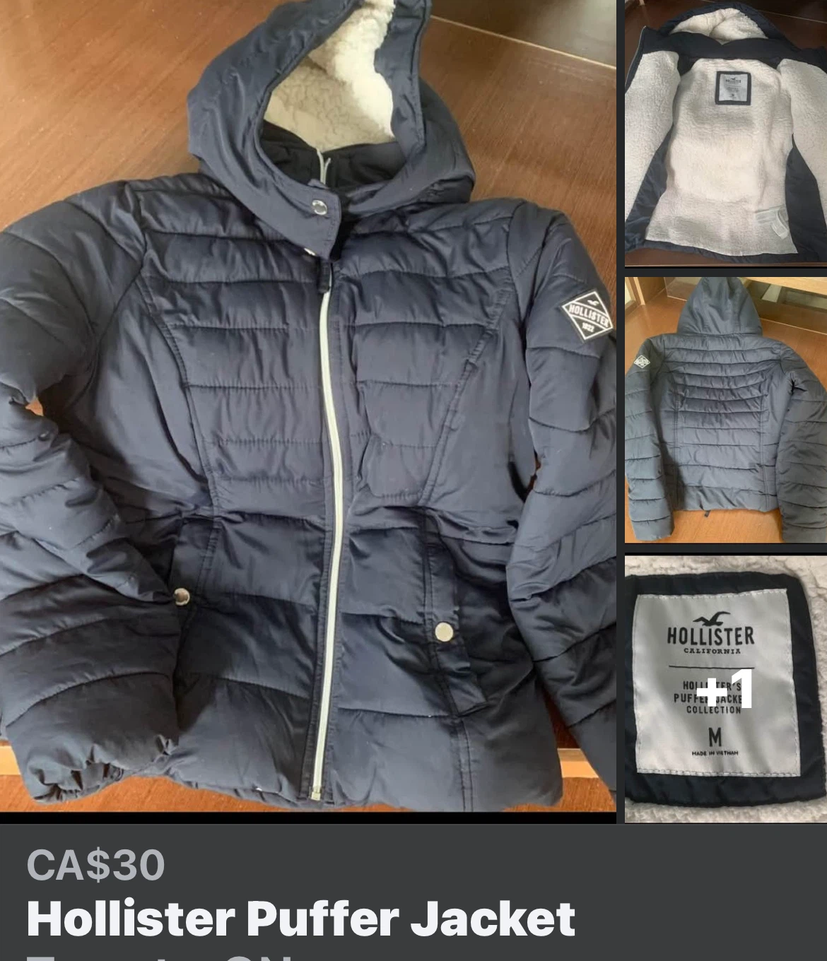 Hollister Navy Puffer Jacket