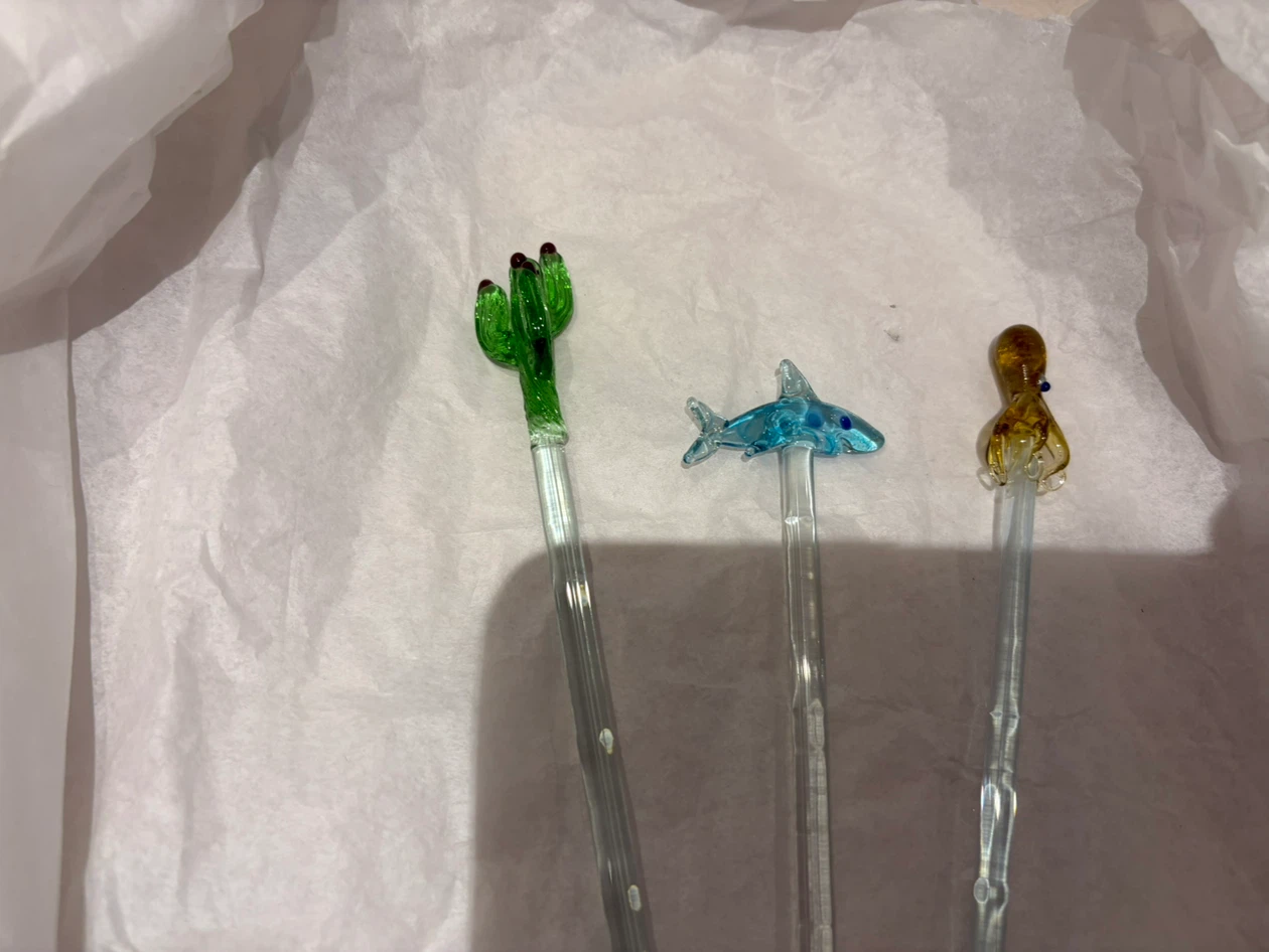 Set of 3 Decorative Glass Stir Sticks 🏈