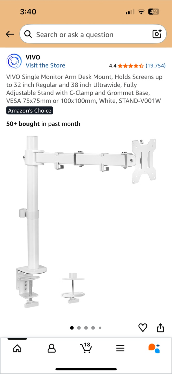 VIVO White Single Monitor Desk Mount STAND-V001W - photo 2