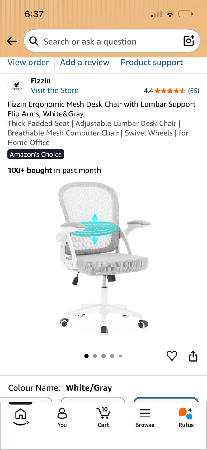 Fizzin Ergonomic Mesh Desk Chair with Lumbar Support & Flip Arms - photo 2