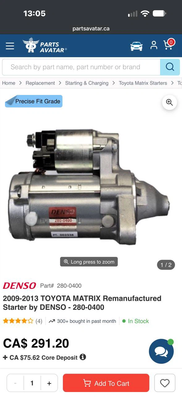 H993 — DENSO Remanufactured Starter for Toyota Corolla / Matr