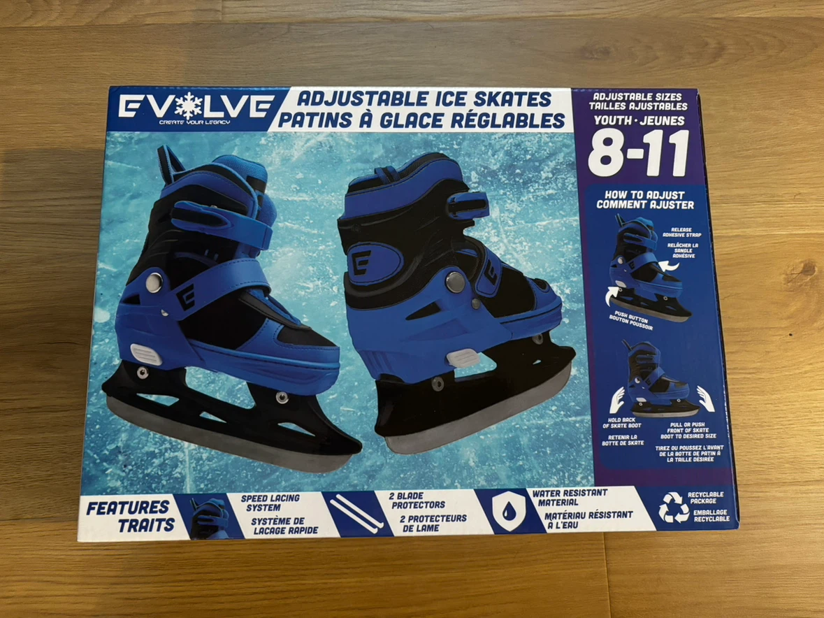 Evolve Adjustable Youth Ice Skates Size 8-11
