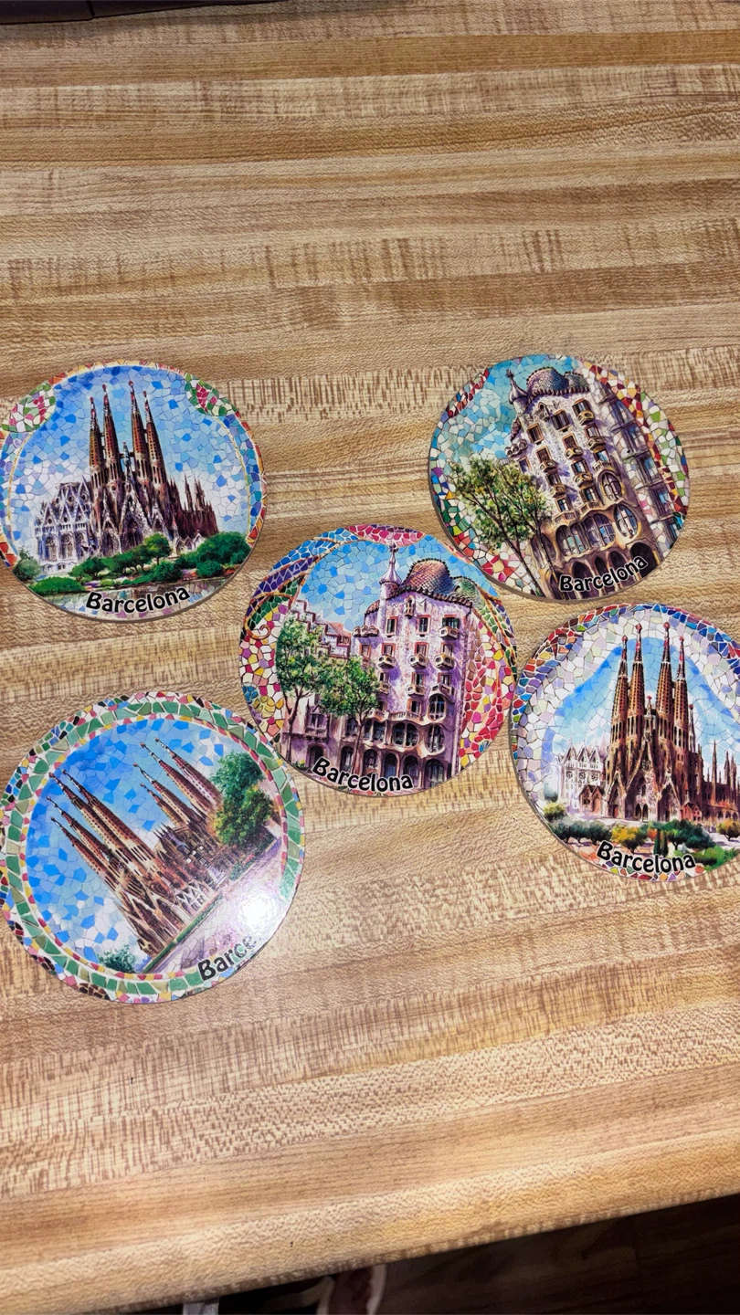 🏈 Set of 5 Barcelona Cork Coasters