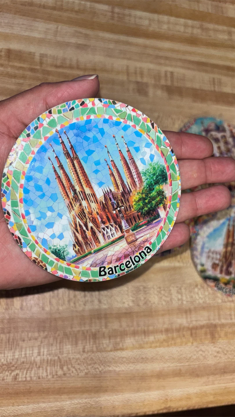 🏈 Set of 5 Barcelona Cork Coasters - photo 2