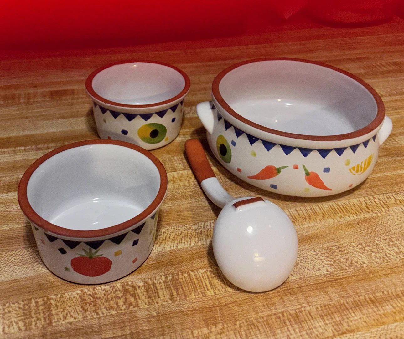 🏈 Ceramic Vegetable Pattern Bowl Set - photo 2