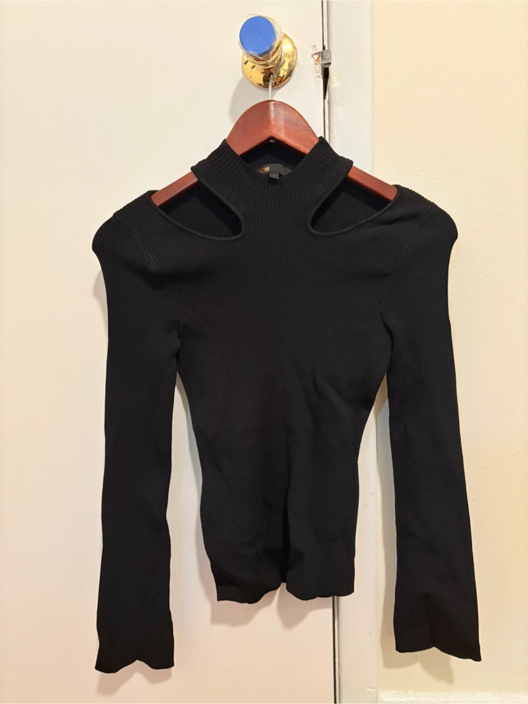 Maje Black Cut-Out Mock Neck Sweater Size 1 - photo 3