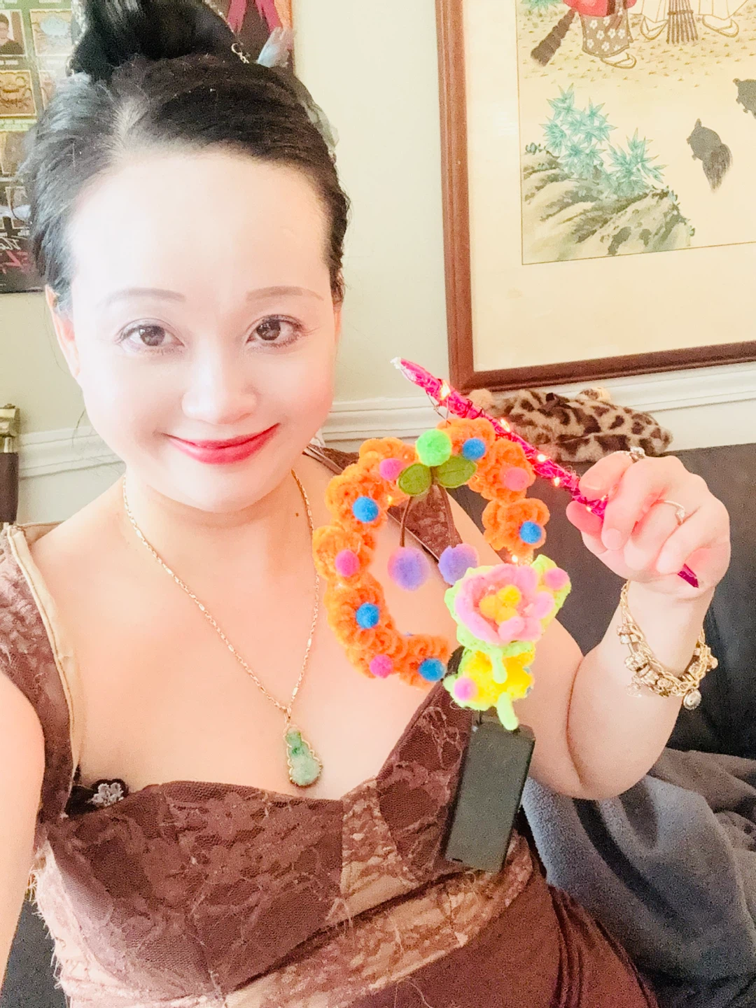 Light-up Craft Pom-pom Wreath