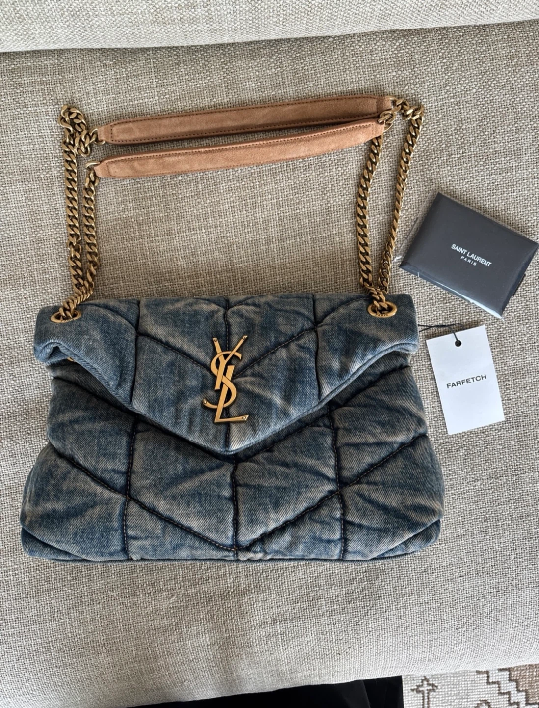 Saint Laurent Loulou Puffer Denim Bag