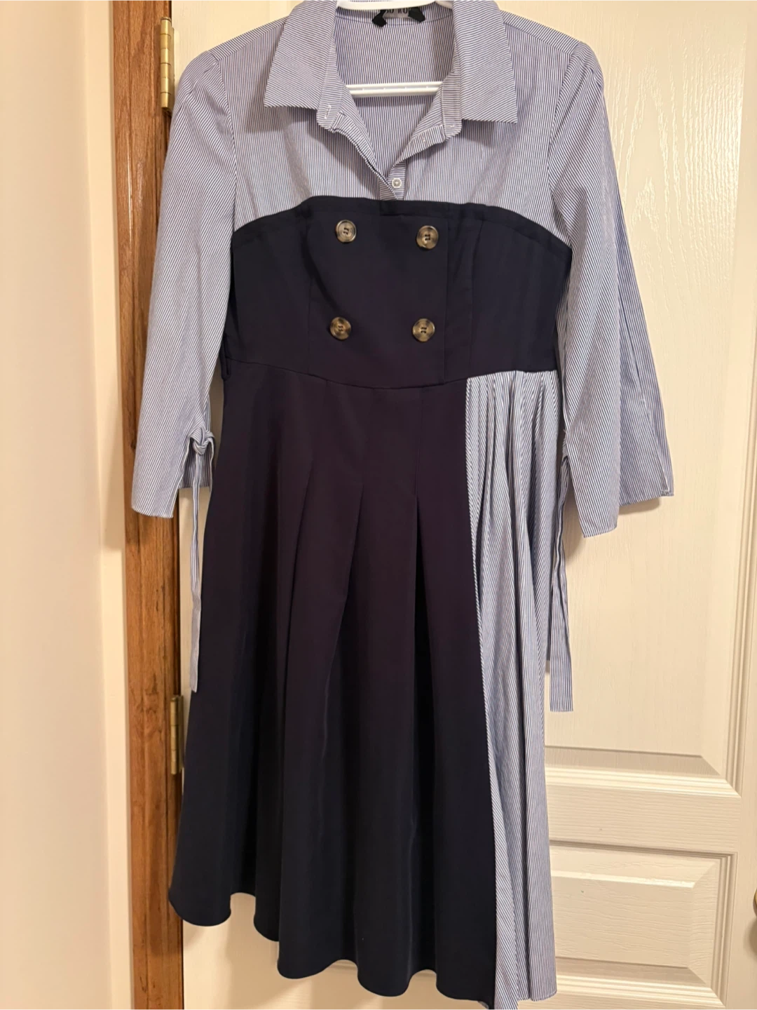 Vero Moda Navy and White Striped Dress