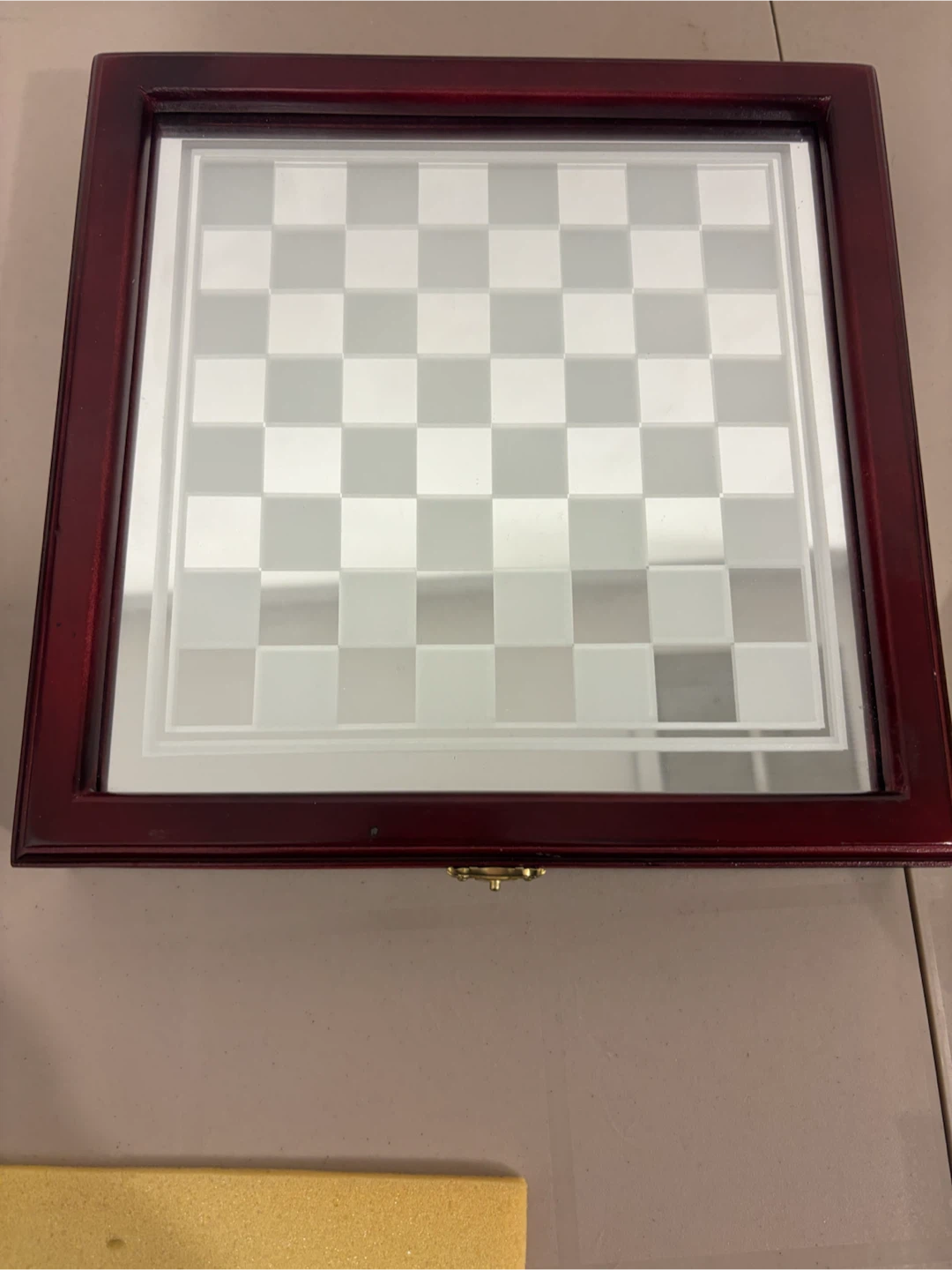 Glass Chess Set with Wooden Storage Case