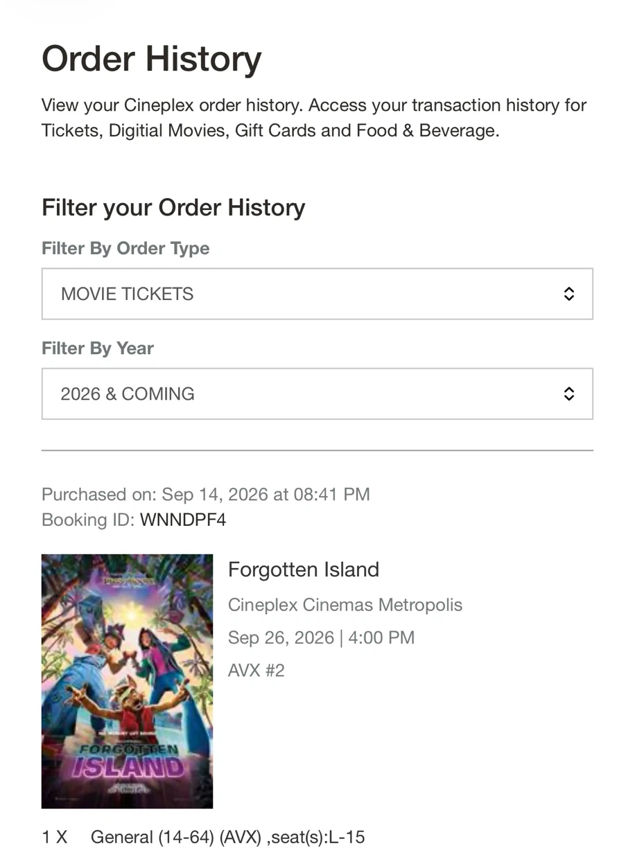 Forgotten Island Movie Ticket at Cineplex Metropolis