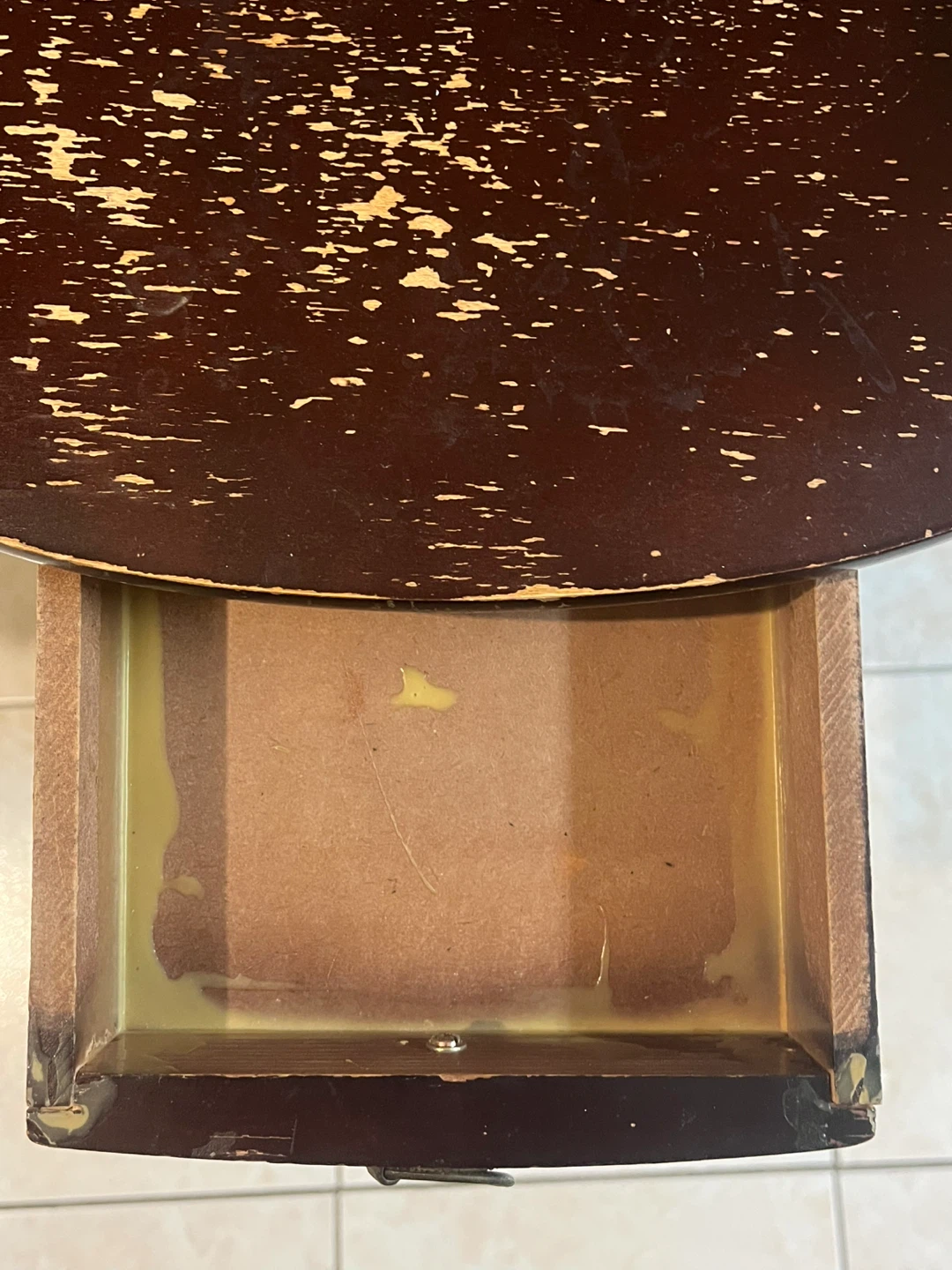 Vintage Dark Wood Side Table with Drawer - photo 2