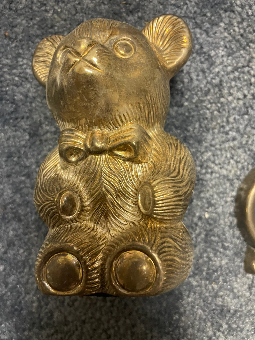 Vintage Brass Teddy Bear Coin Bank