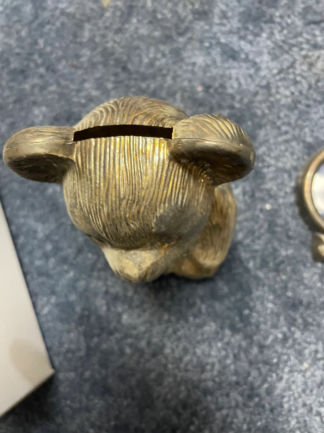 Vintage Brass Teddy Bear Coin Bank - photo 2