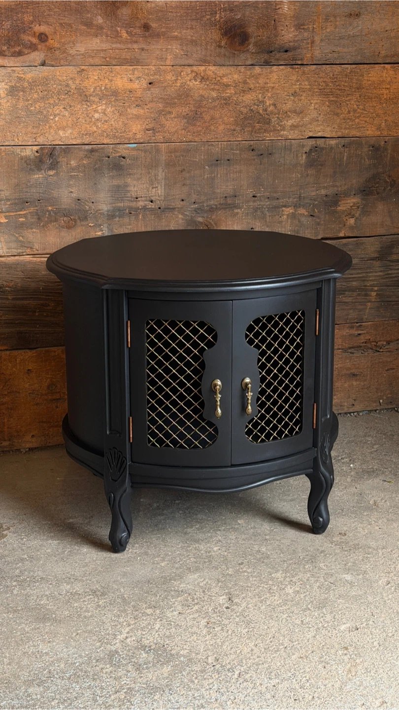 French Provincial Black & Gold Accent Cabinet - photo 2