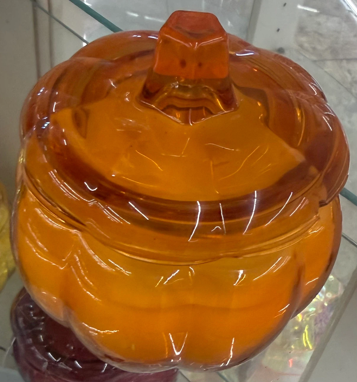 🏈Orange Glass Pumpkin Jar with Lid