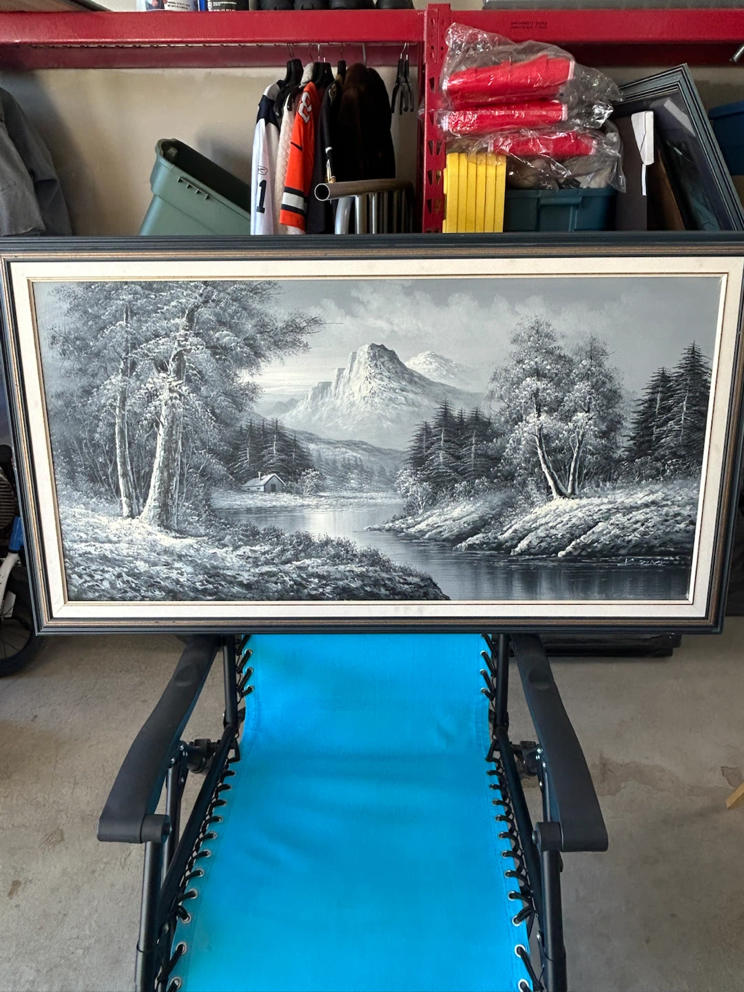 Large K. Black Landscape Oil Painting