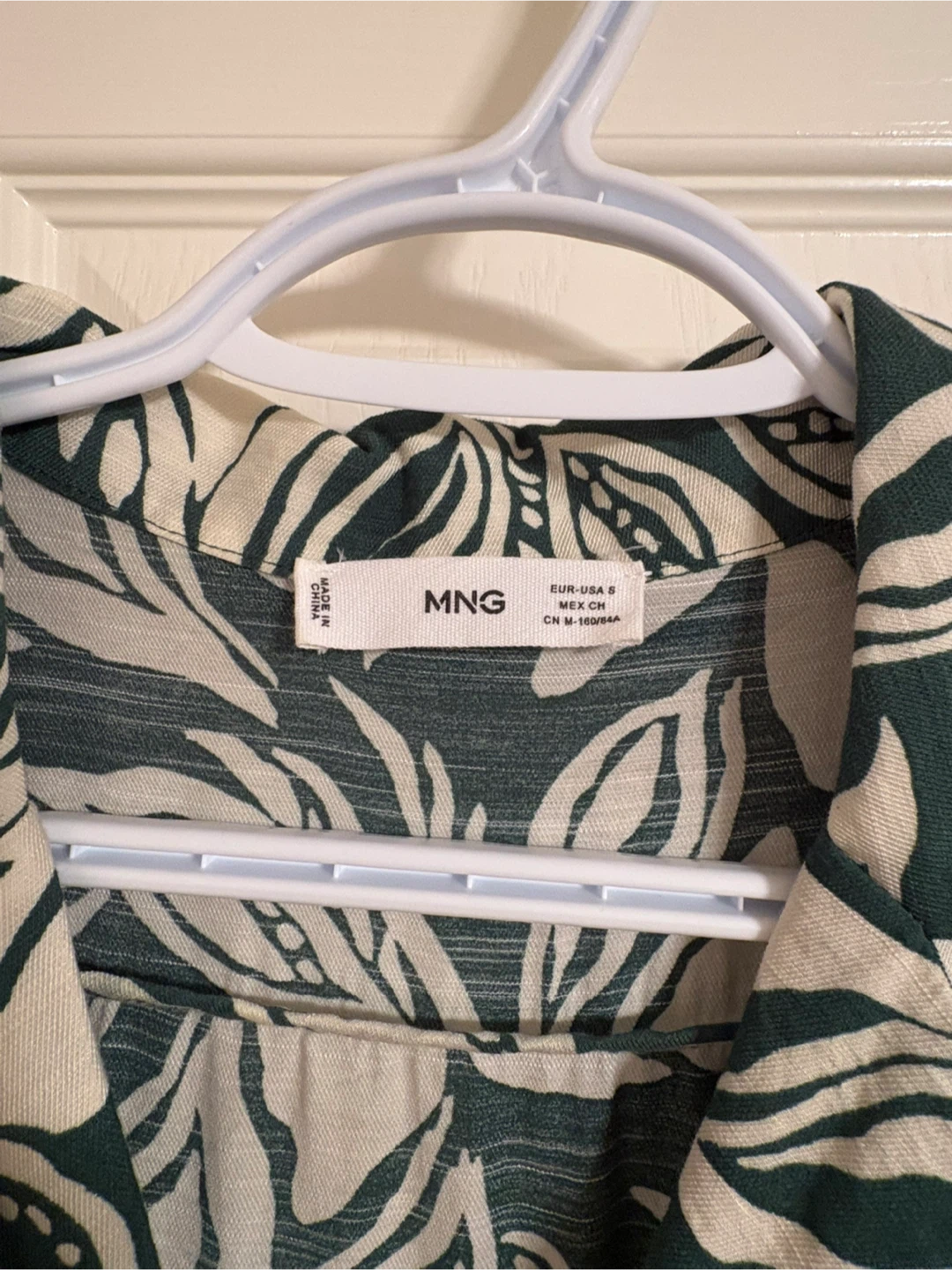 MNG Green Leaf Print Button-Down Jumpsuit - photo 3