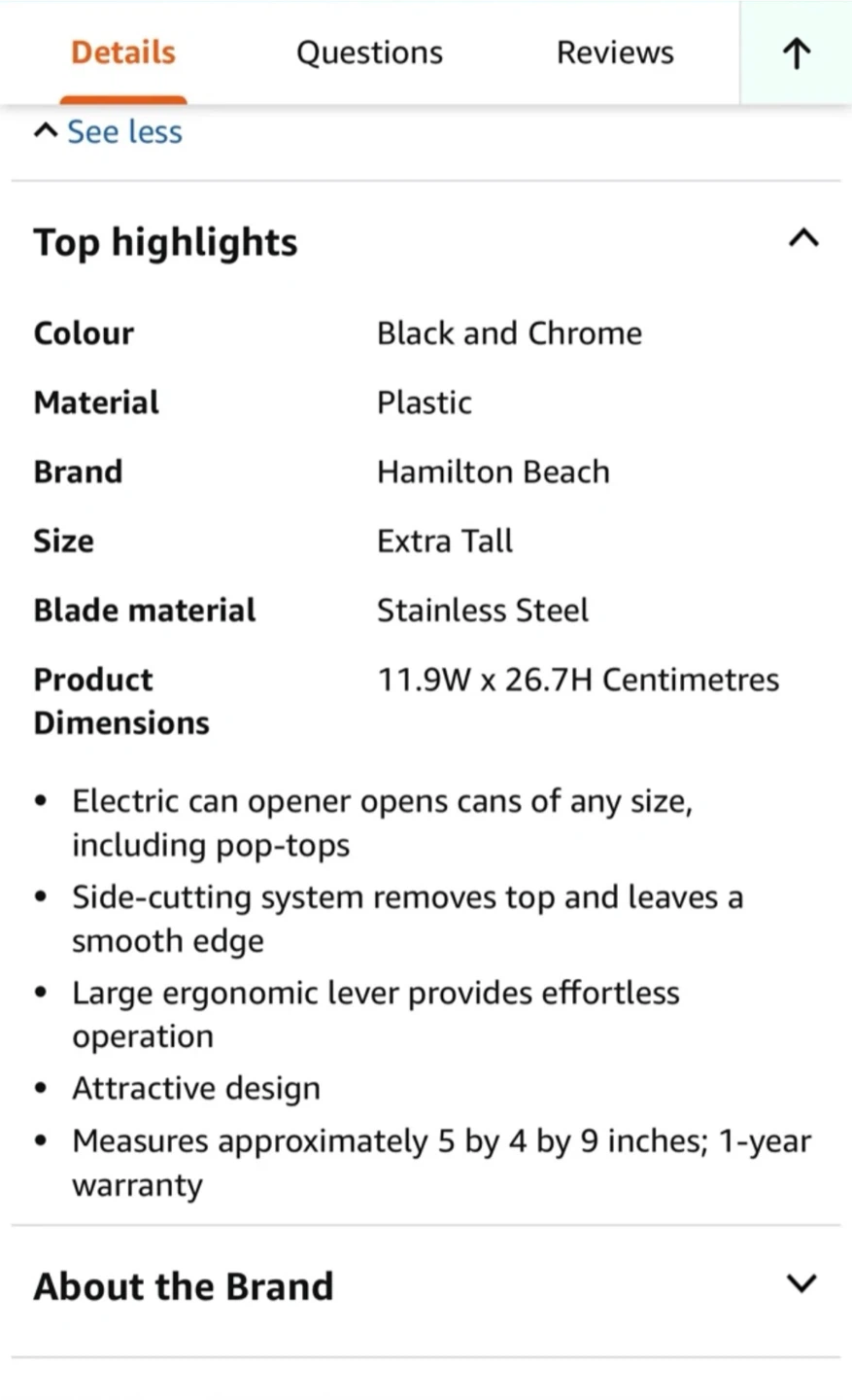 Hamilton Beach Smooth Touch Electric Can Opener - photo 3