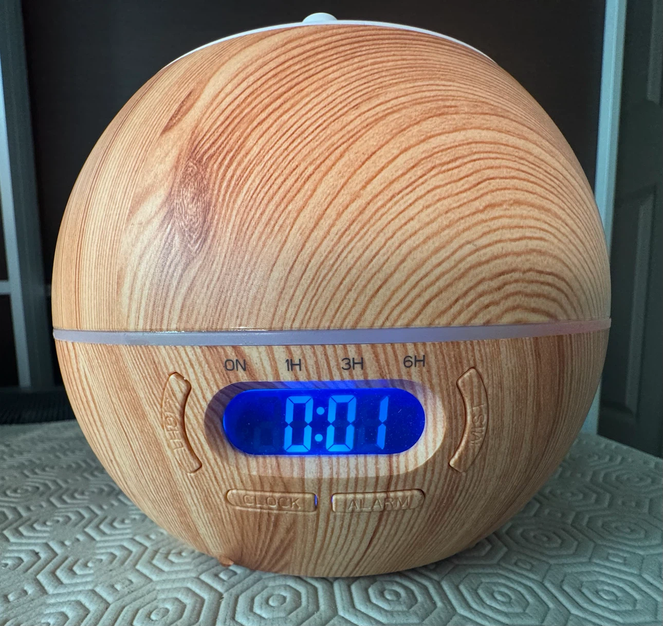 Wood Grain Aroma Diffuser with Digital Clock - photo 2