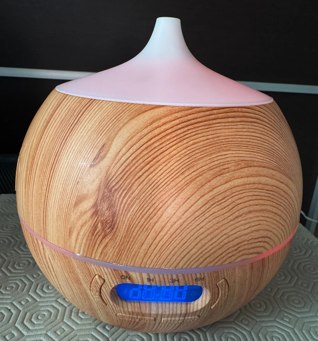 Wood Grain Aroma Diffuser with Digital Clock - photo 3