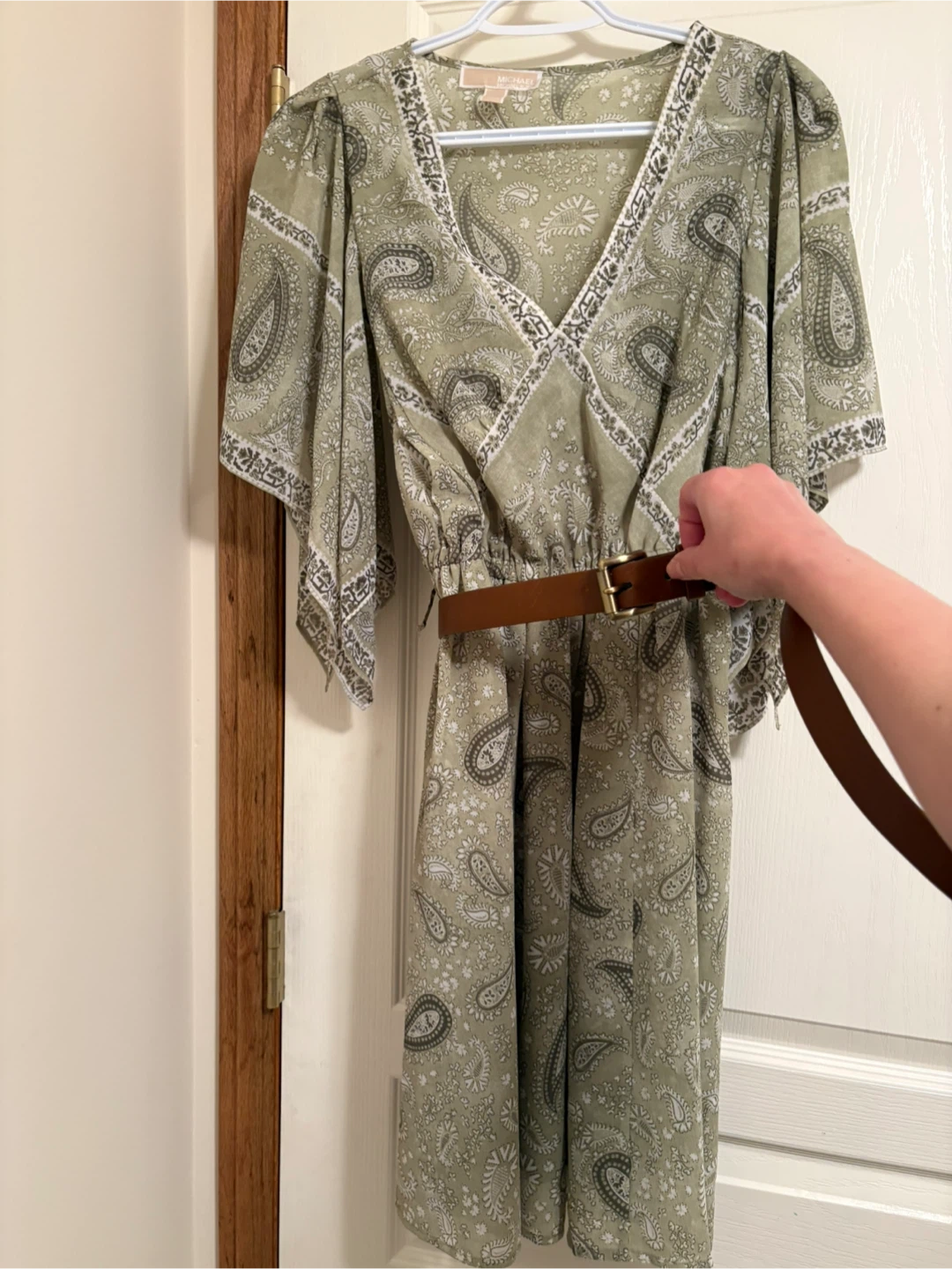 Michael Kors Green Paisley Dress with Belt