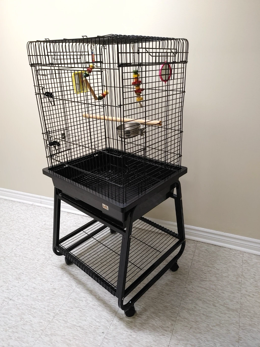 Black Metal Bird Cage with Stand