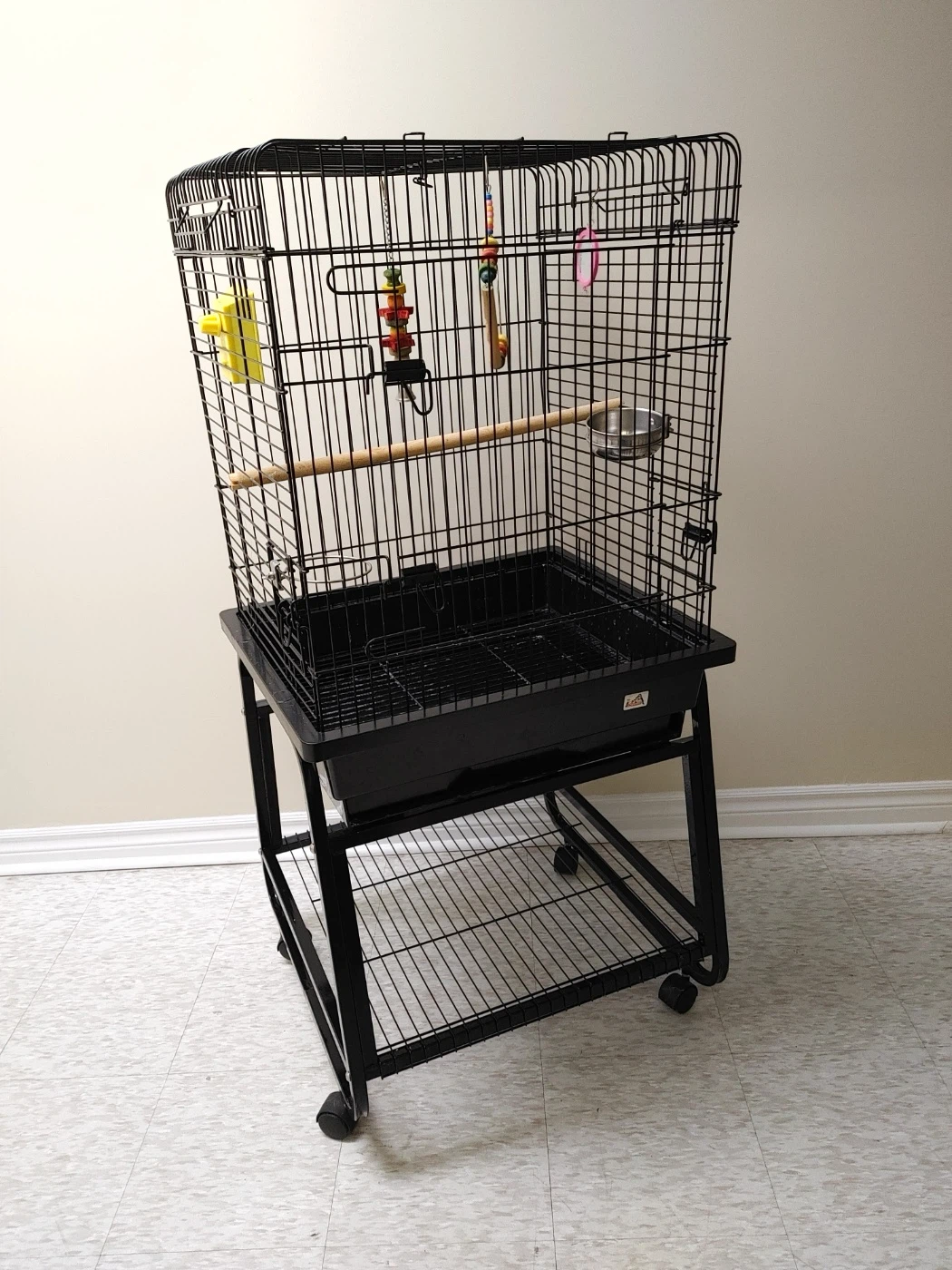 Black Metal Bird Cage with Stand - photo 2