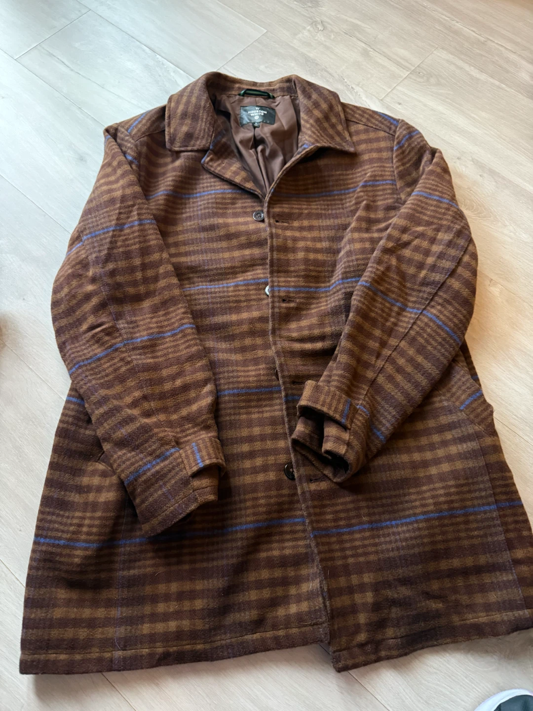 Houston White Brown Plaid Coat