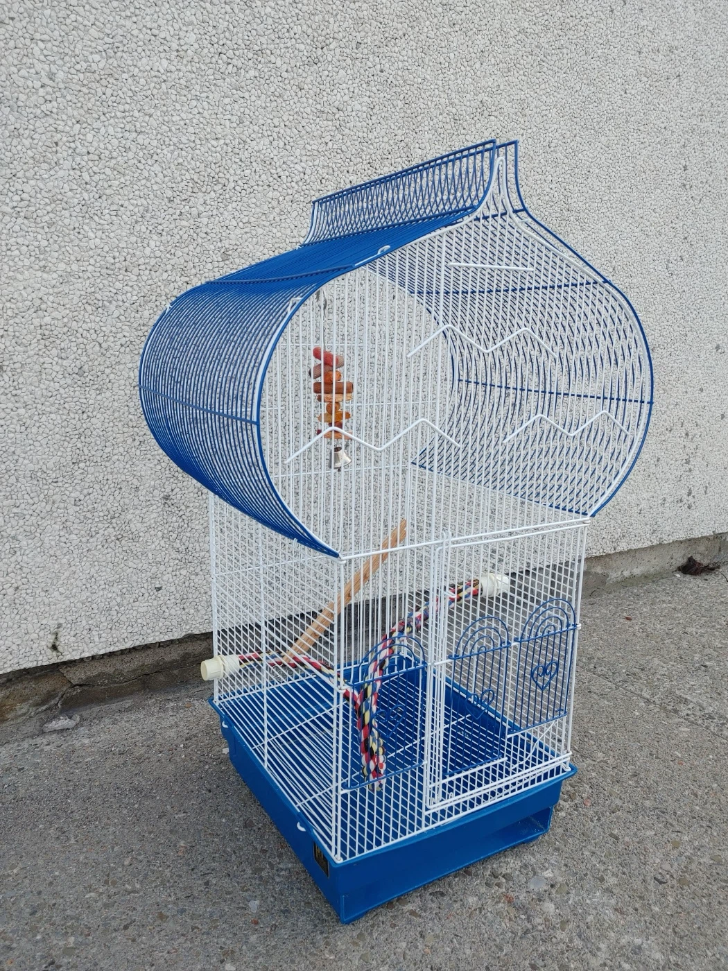 Blue and White Bird Cage