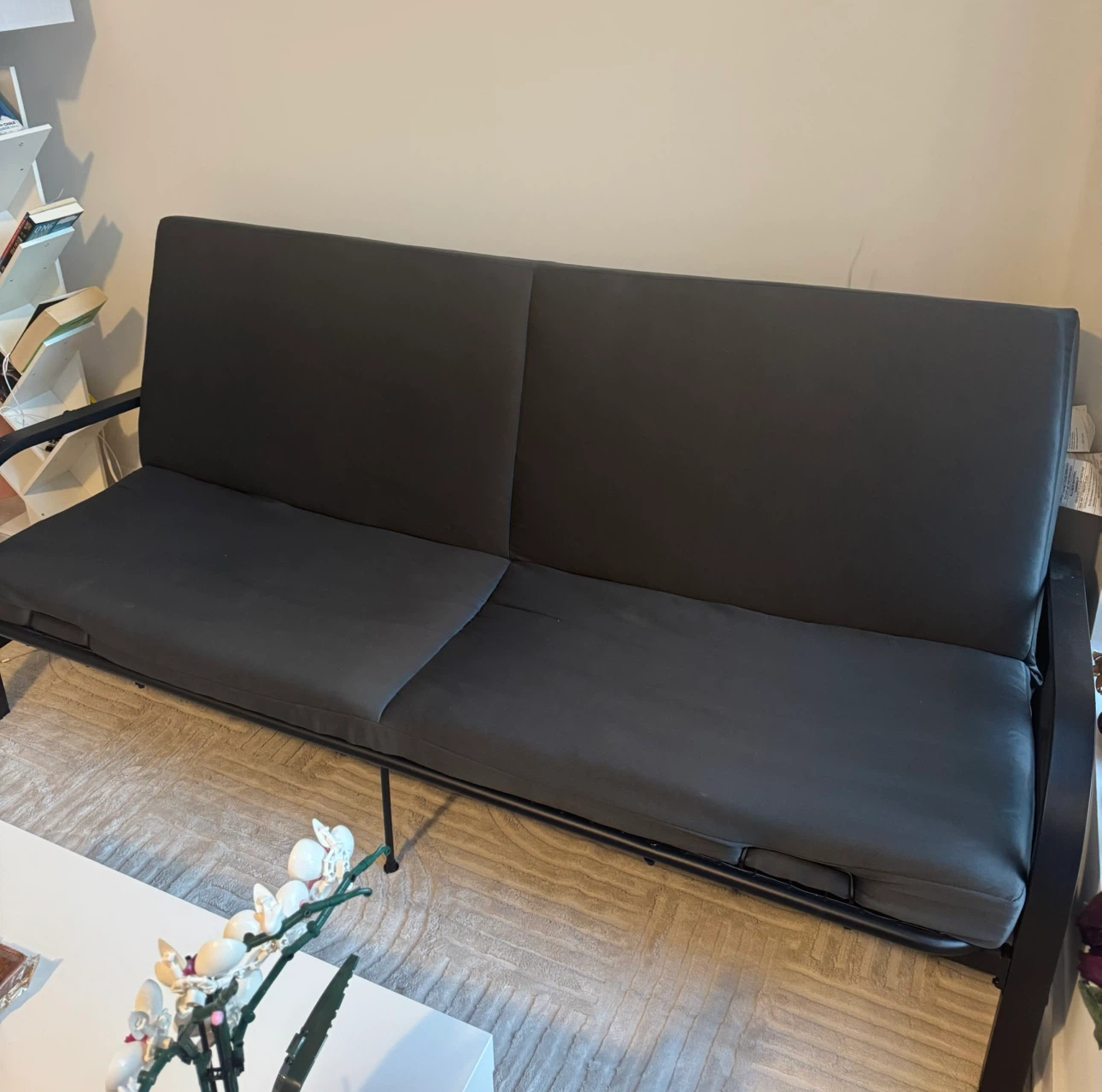 Black Metal Frame Futon Sofa