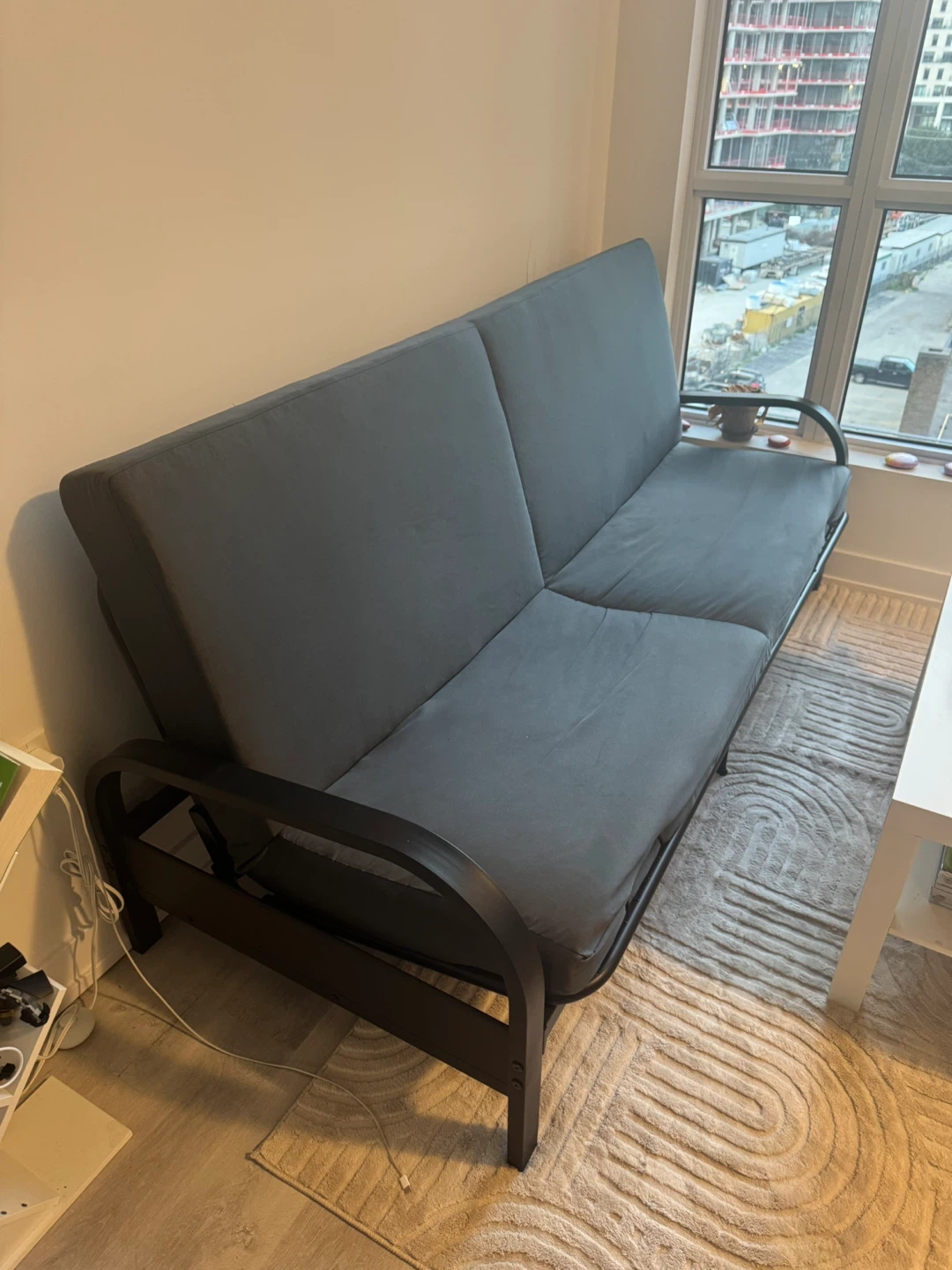 Black Metal Frame Futon Sofa - photo 3