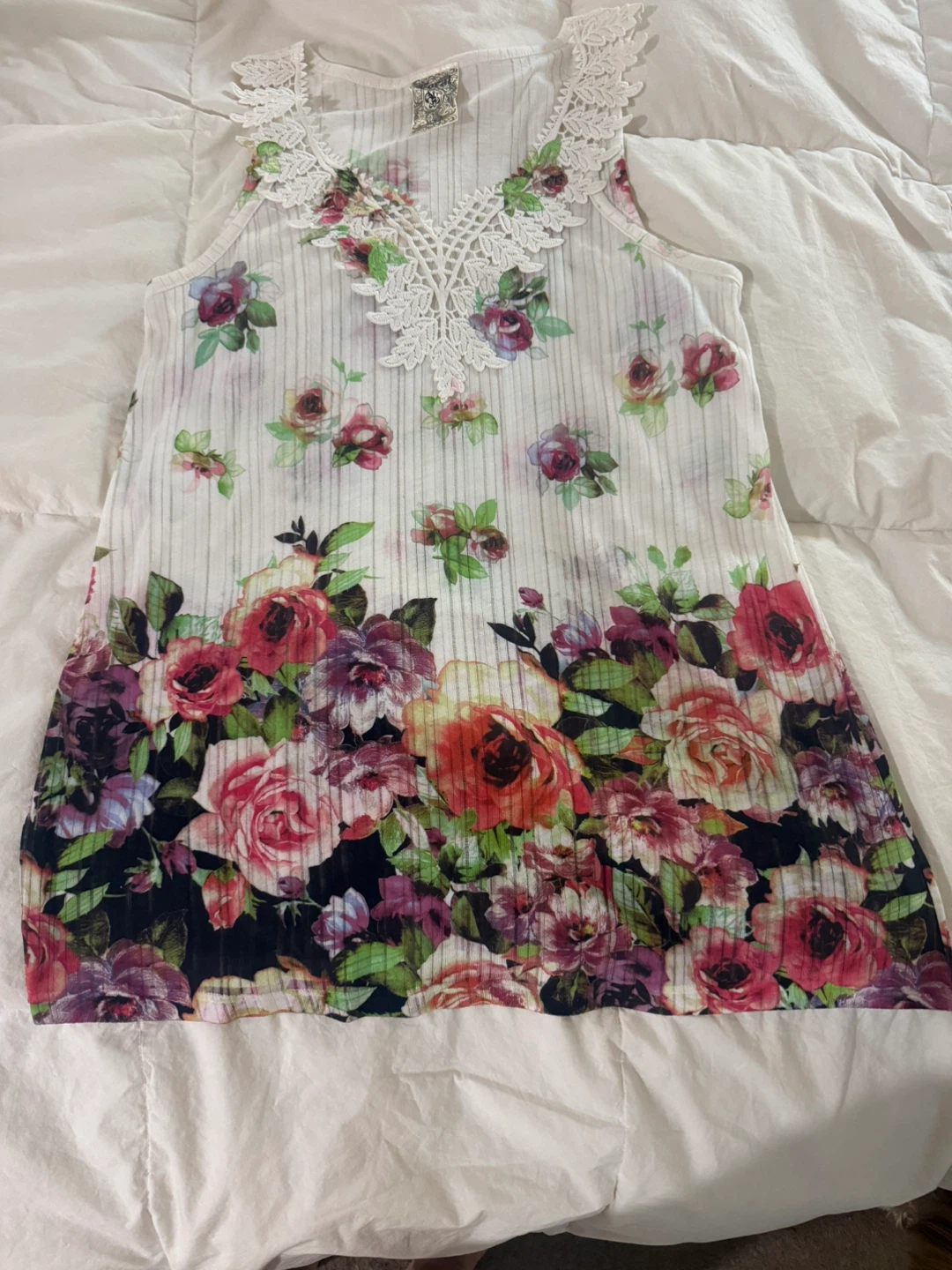 🏈Floral Sleeveless Lace Detail Tank - photo 2