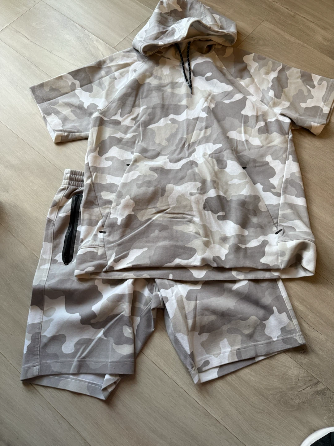 Fleece Short Sleeve Hoodie Set