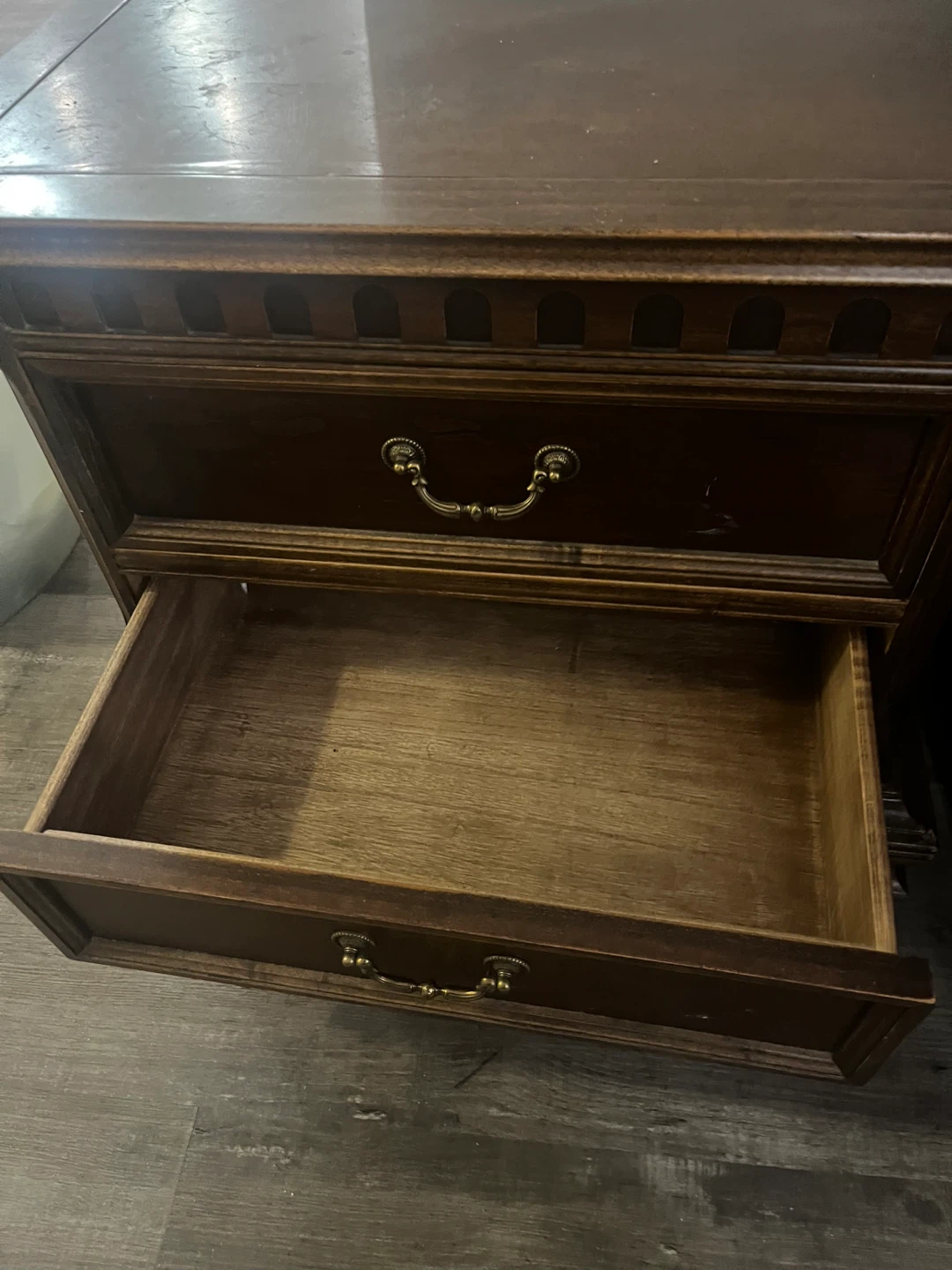 Dark Wood Two-Drawer Nightstand - photo 2