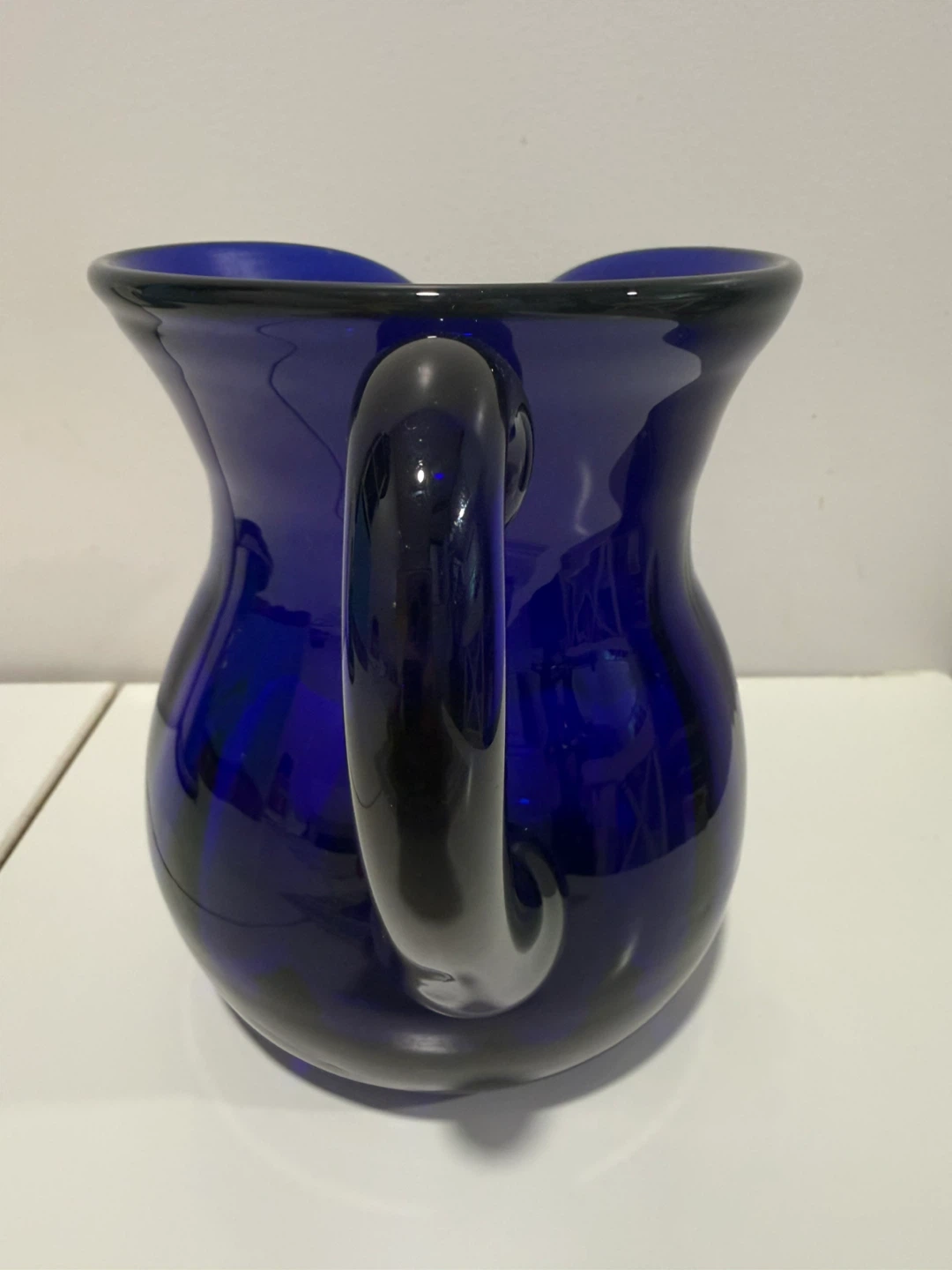 🏈 Cobalt Blue Glass Pitcher - photo 3
