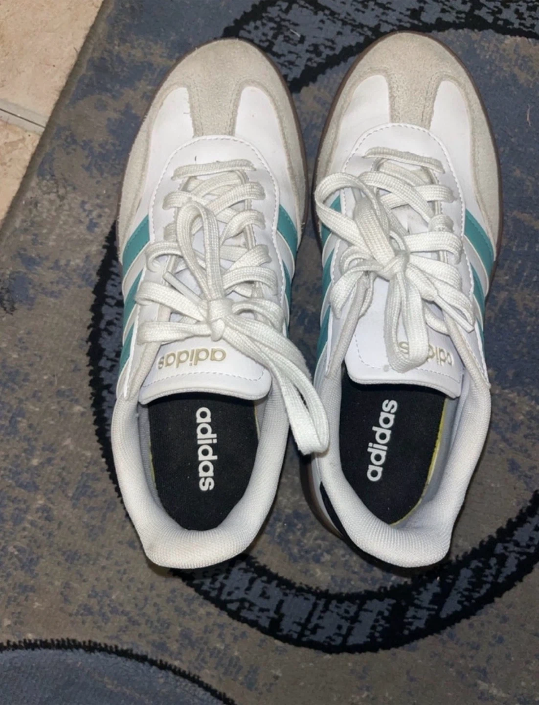 Adidas White and Teal Sneakers