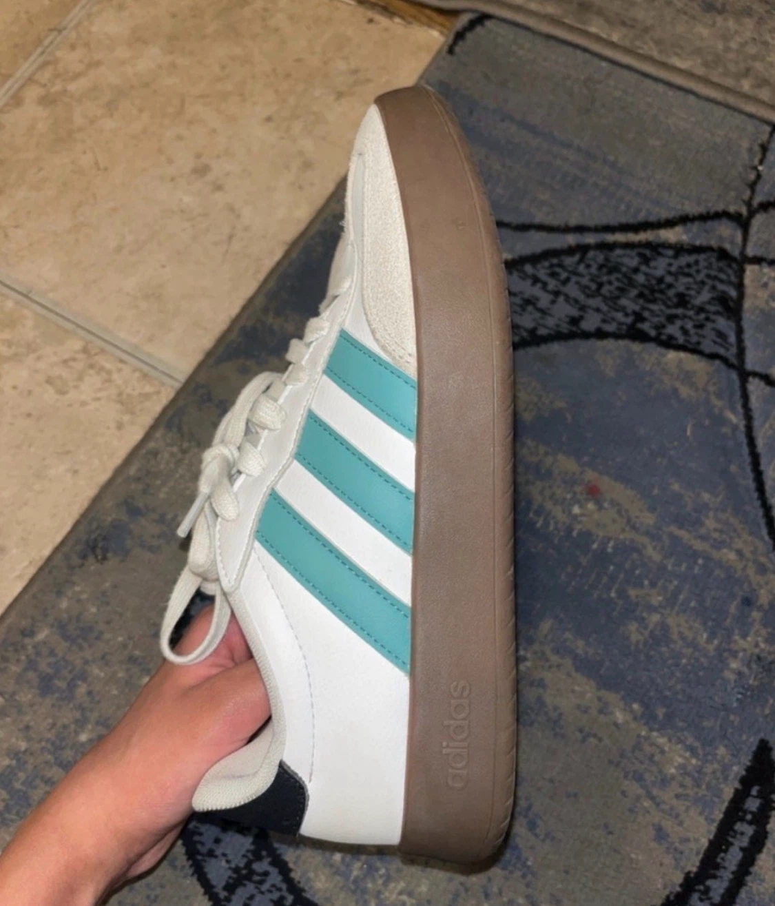 Adidas White and Teal Sneakers - photo 2
