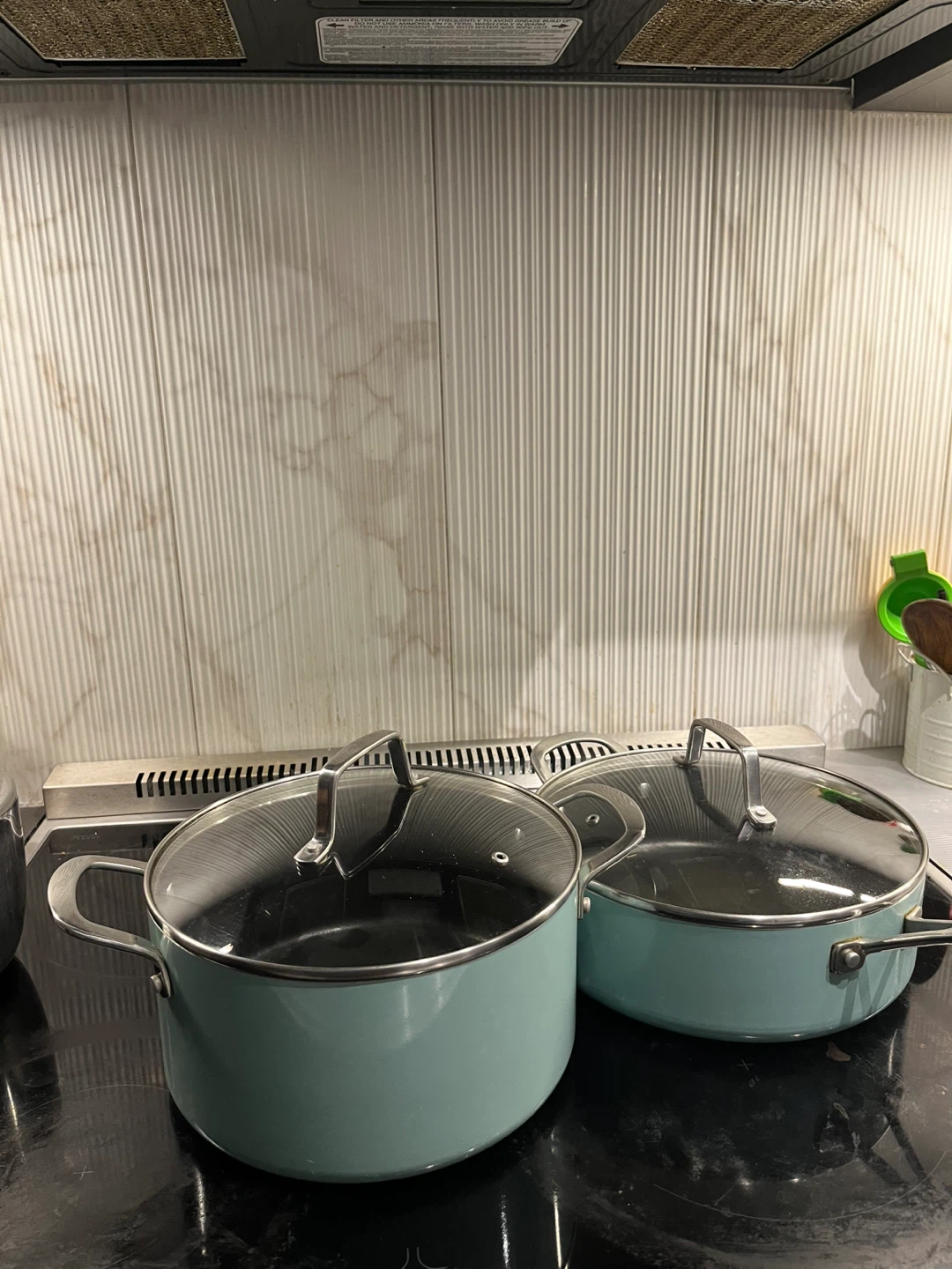 Set of two light blue pots