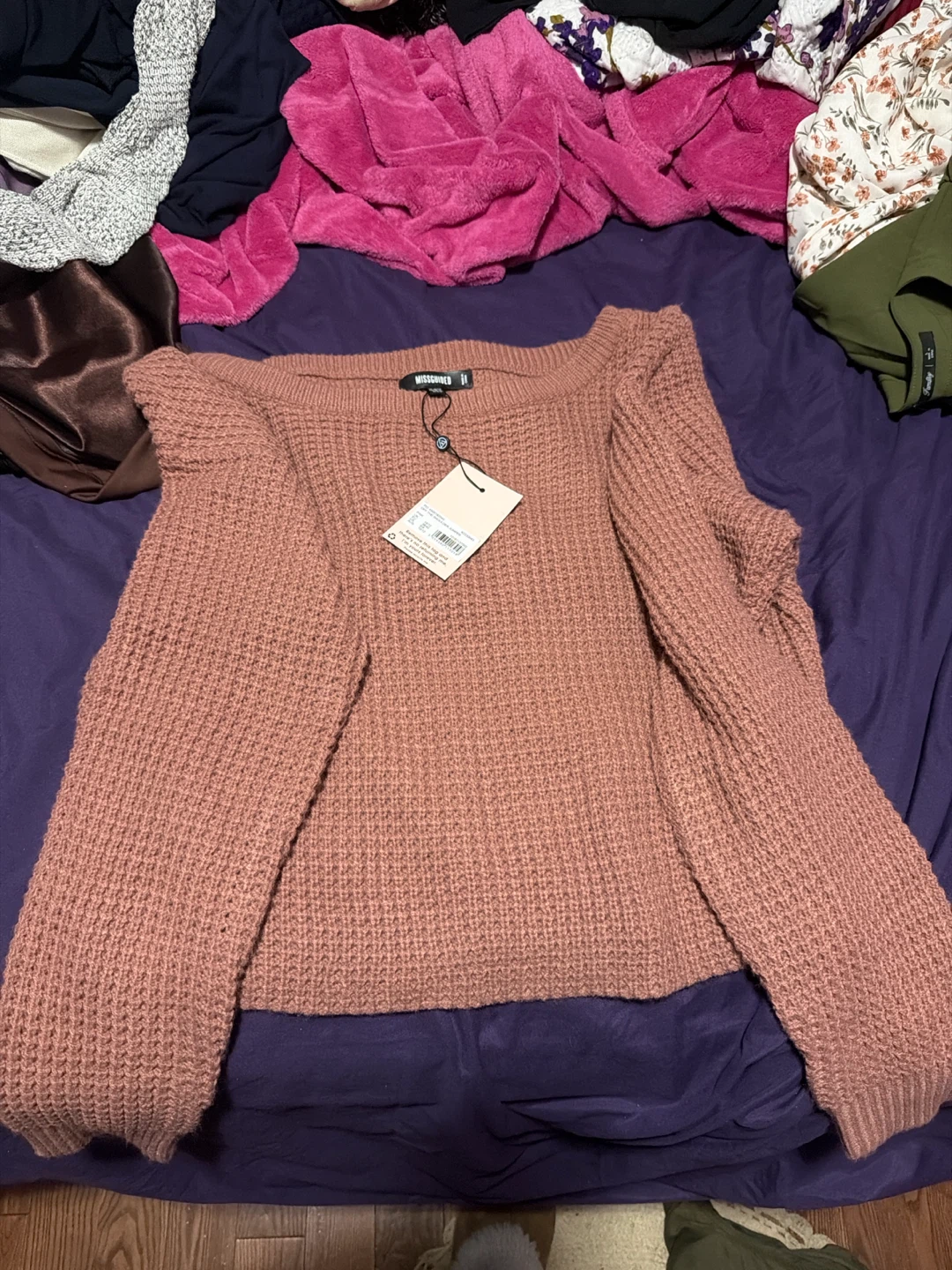 Waffle Knit Sweater Rose