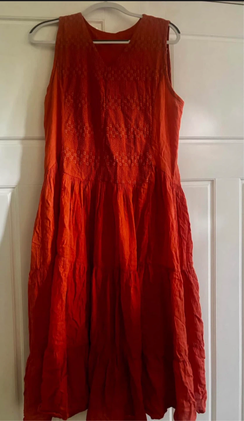 🏈Orange sleeveless tiered dress - photo 3