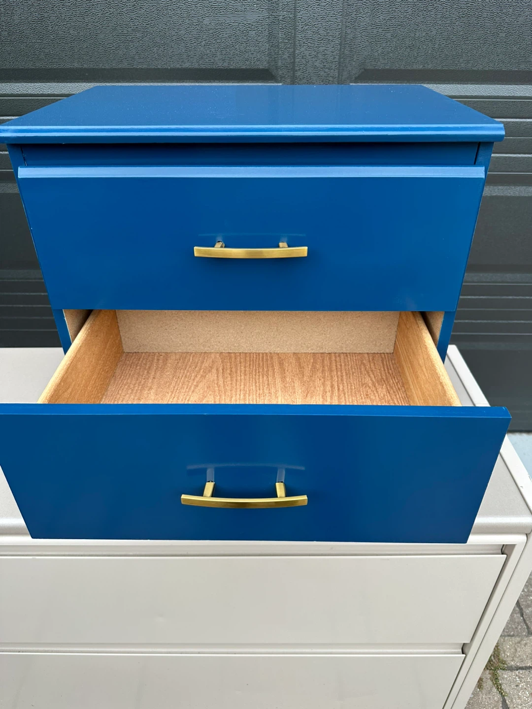 Blue Nightstand with Gold Handles