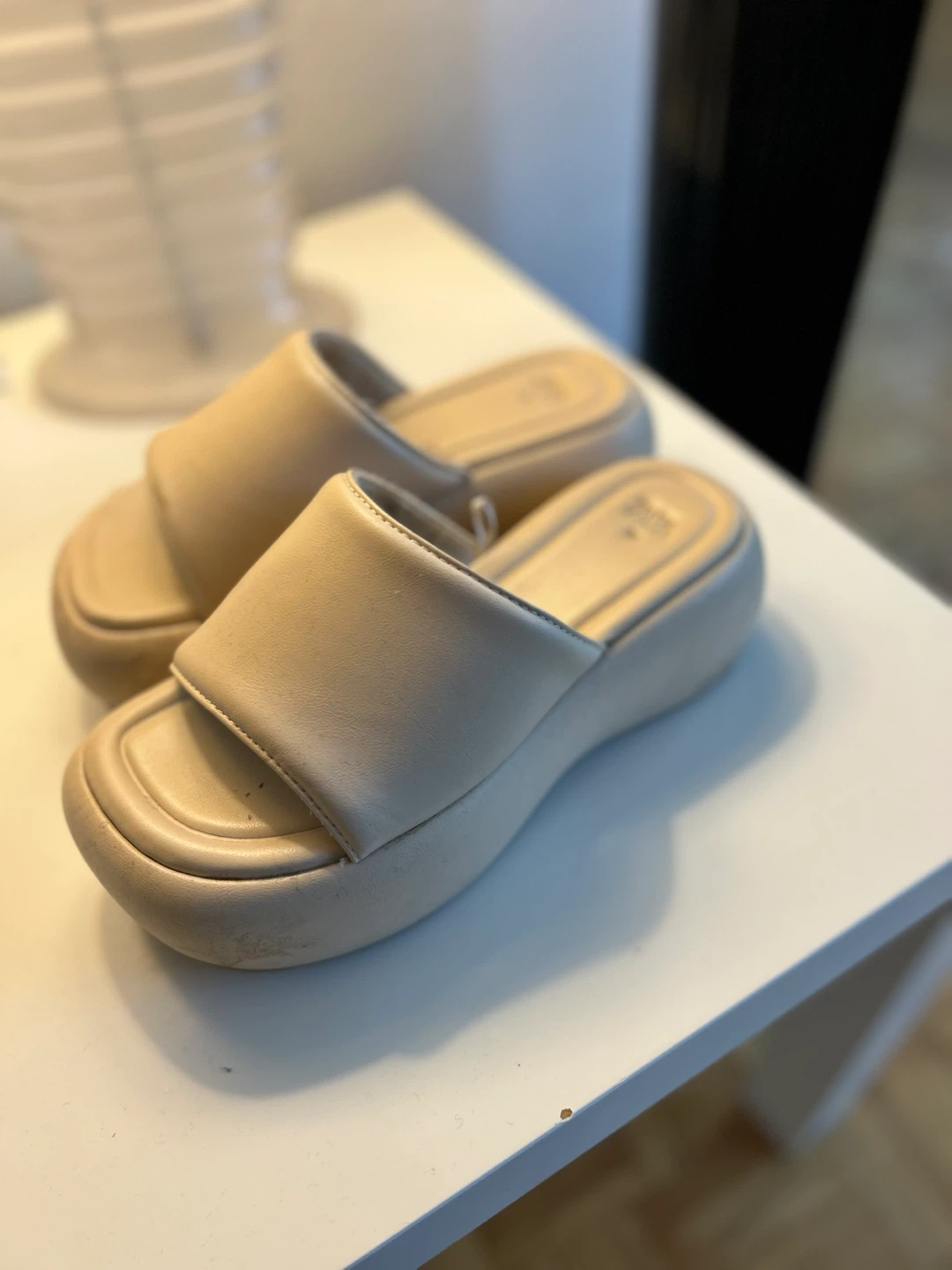 Zara Platform Slides Beige