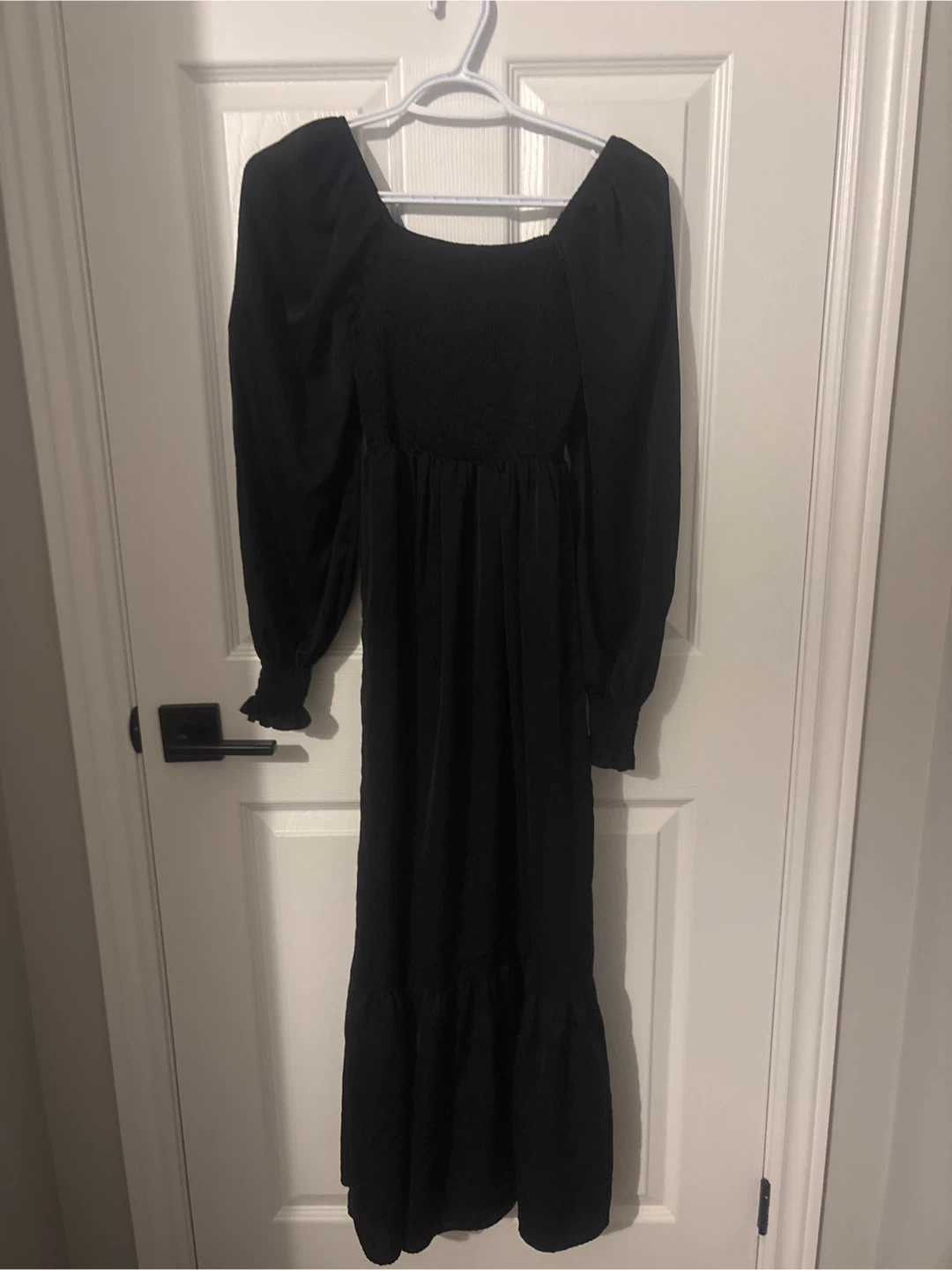 Black Long-Sleeve Smocked Maxi Dress - photo 2