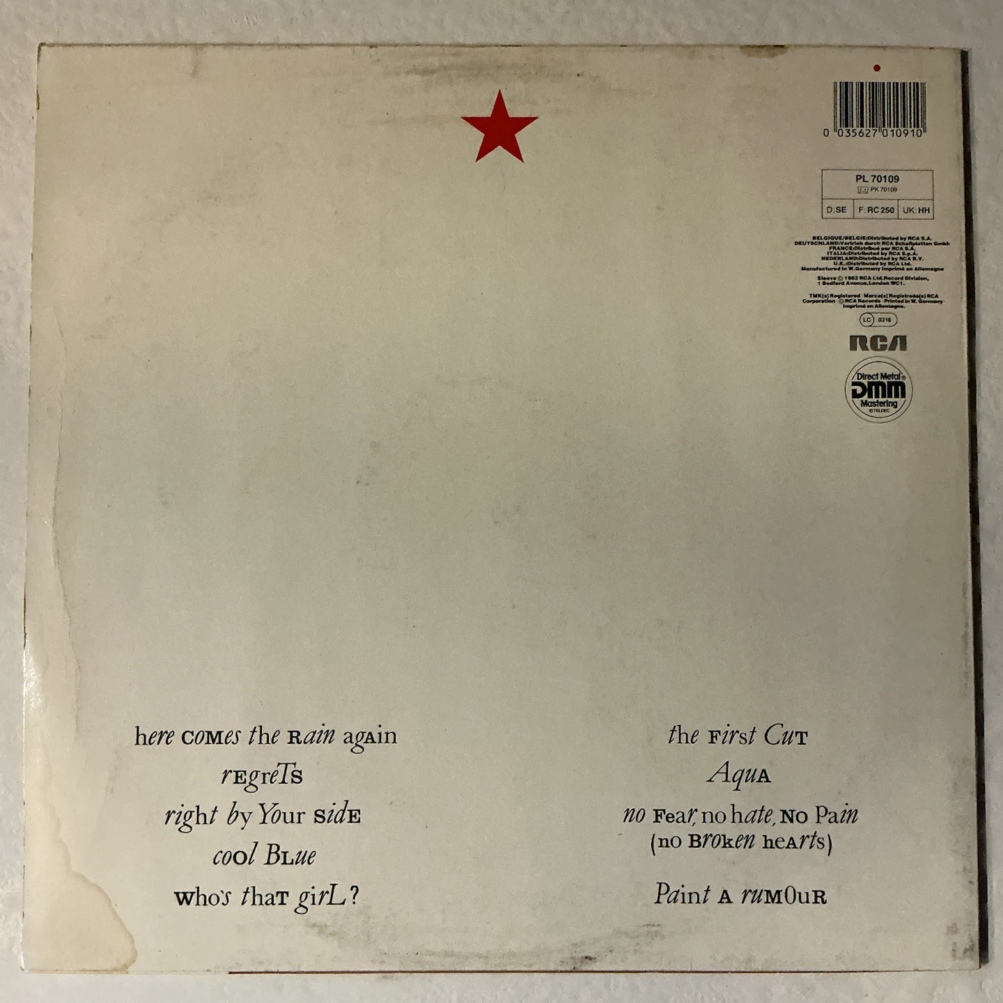 Eurythmics Touch Vinyl Record - photo 2