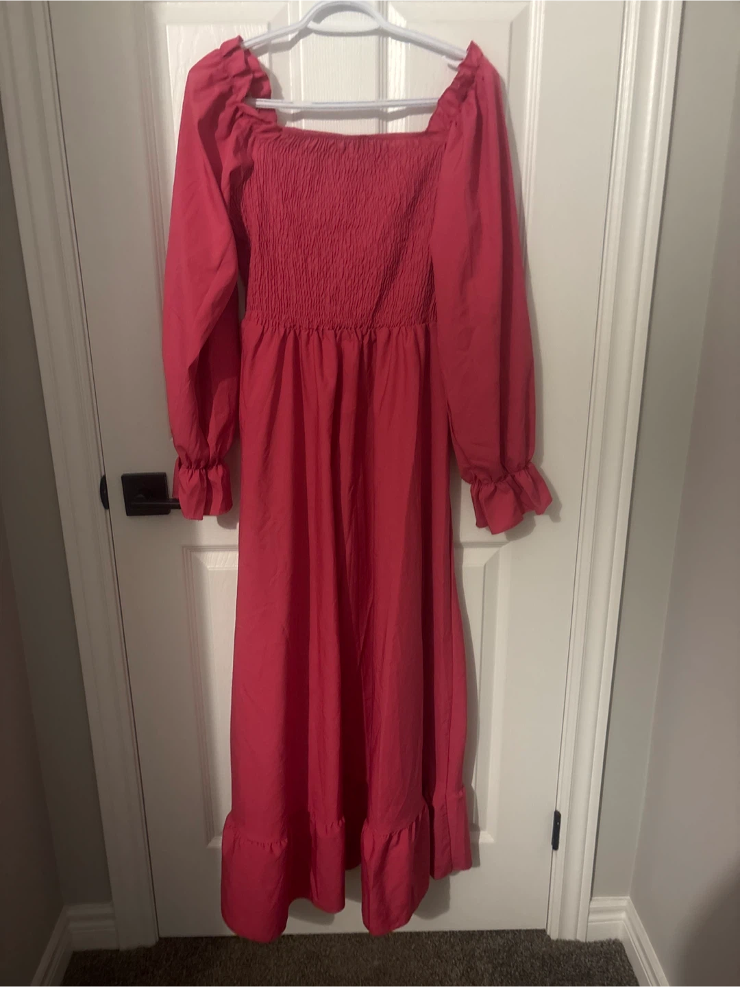 Pink Long-Sleeve Maxi Dress
