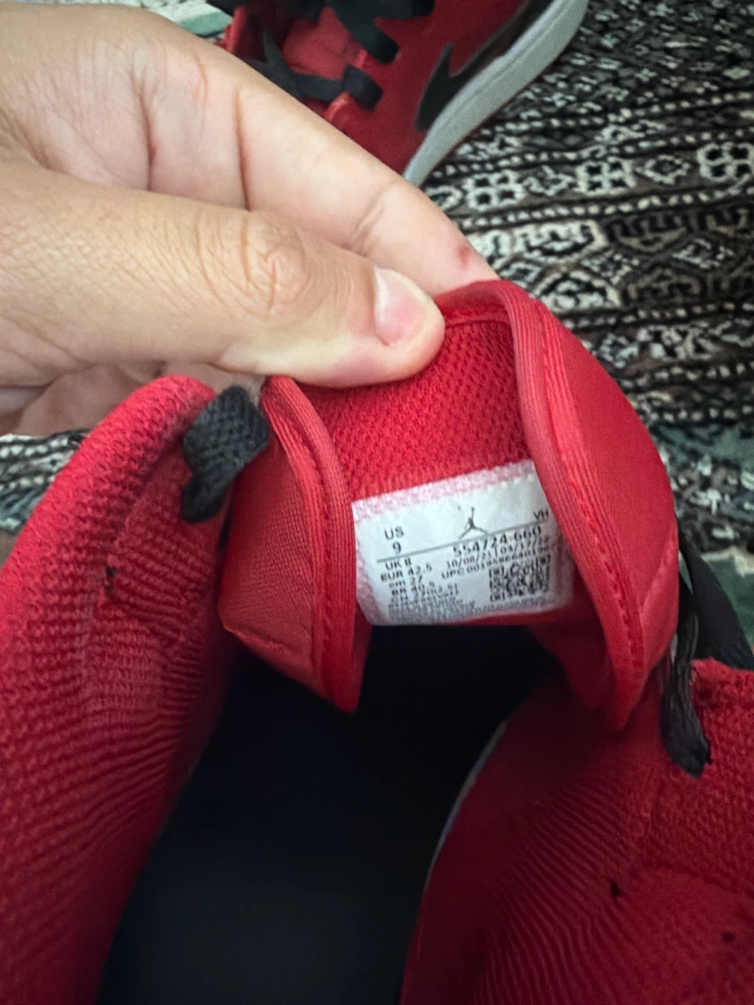 Air Jordan 1 Mid Red and Black Sneakers - photo 2