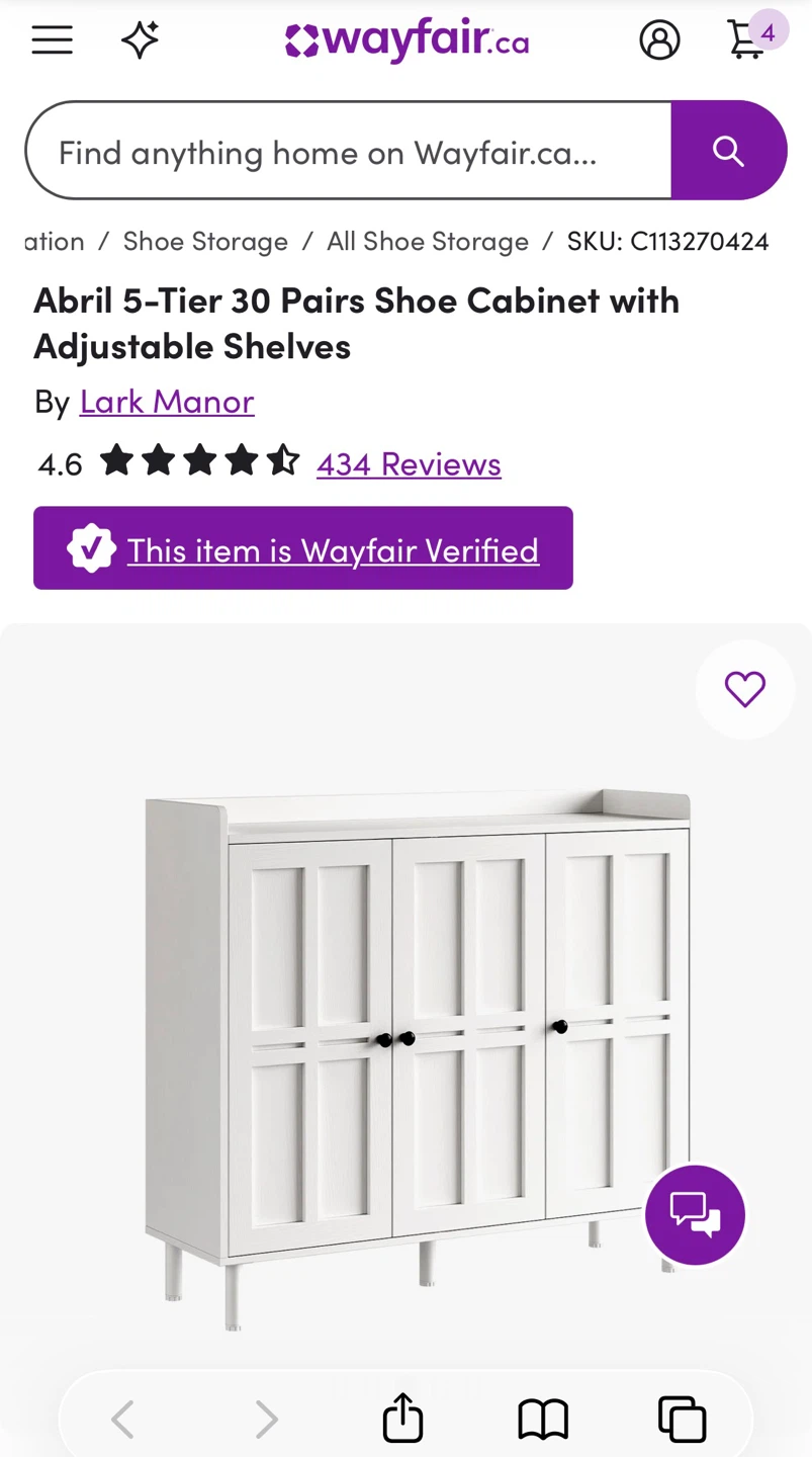 Unassembled Lark Manor Abril 5-Tier Shoe Cabinet