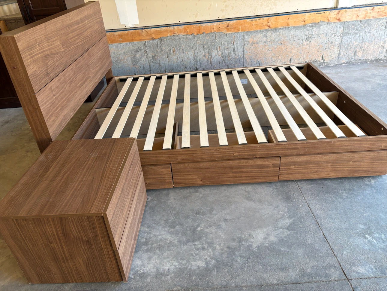 Used IKEA queen bed frame and night stand in excellent condition - photo 2