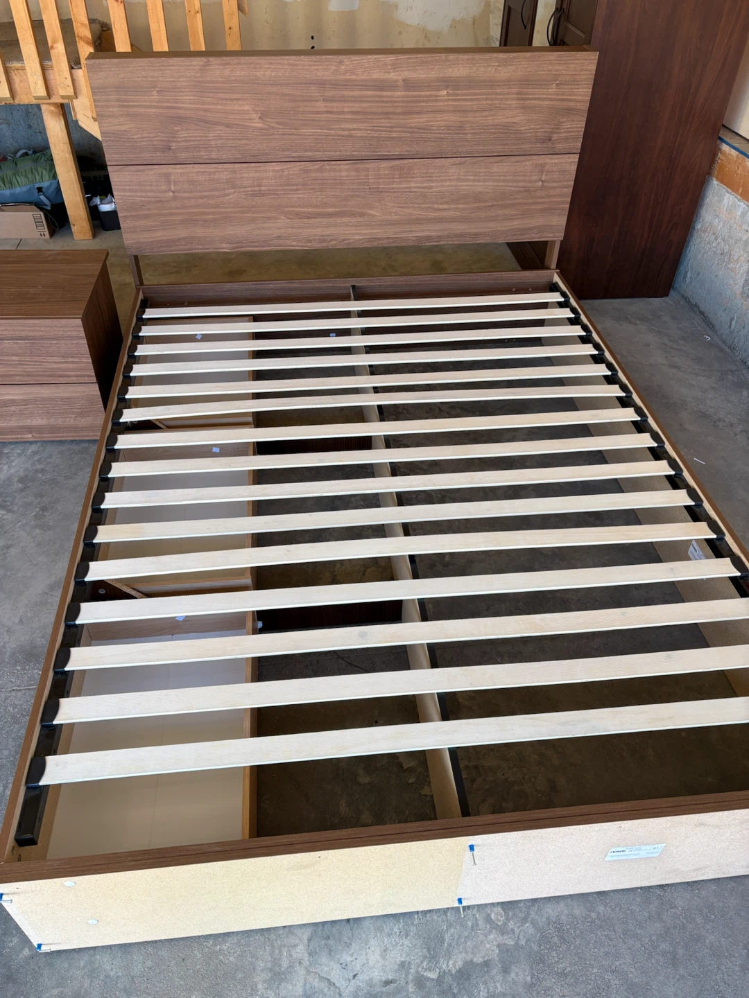 Used IKEA queen bed frame and night stand in excellent condition - photo 3